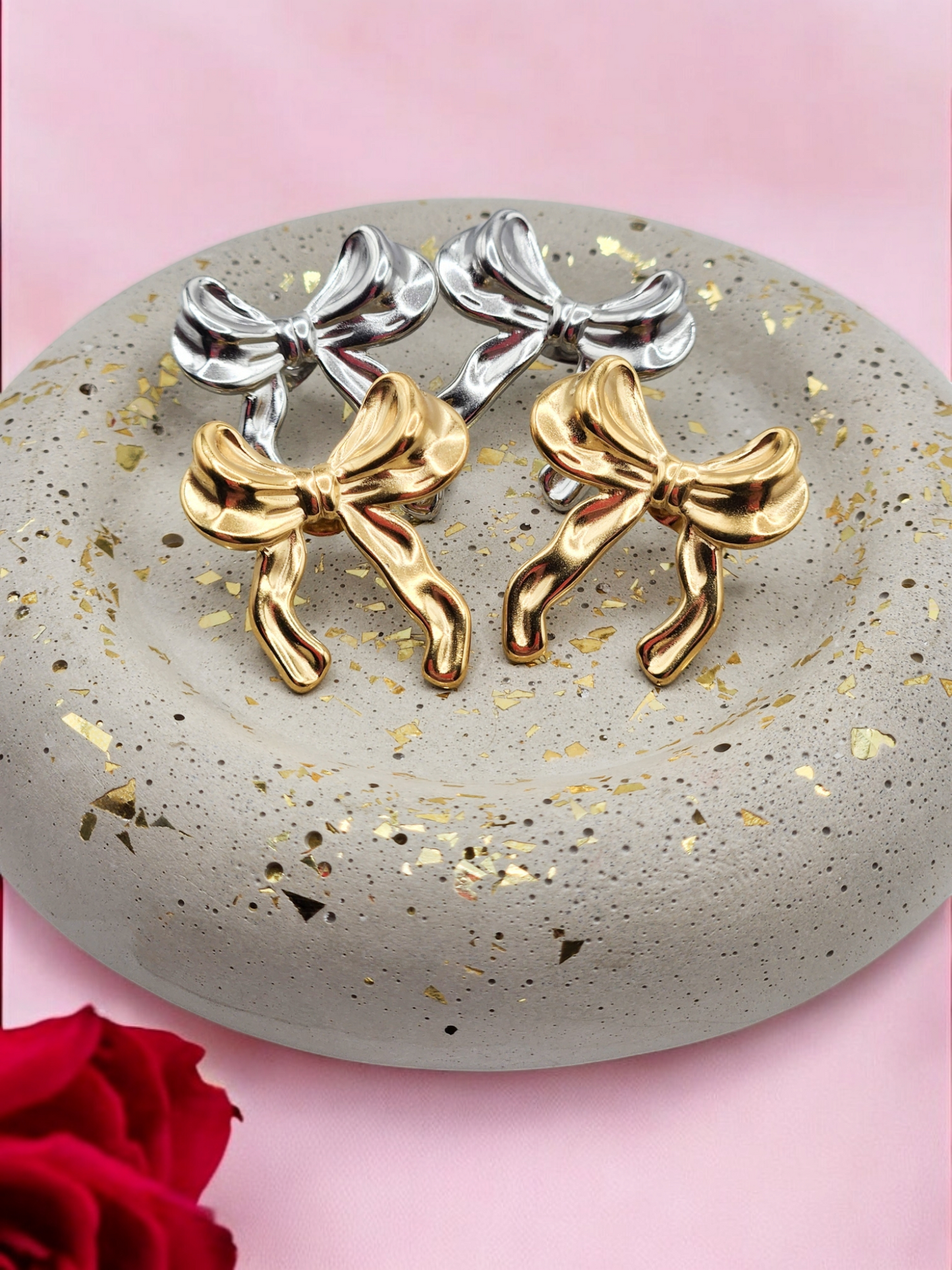 Gold | Silver Bow Stud Earrings | Waterproof Stainless Steel | Hypoallergenic Everyday Jewelry