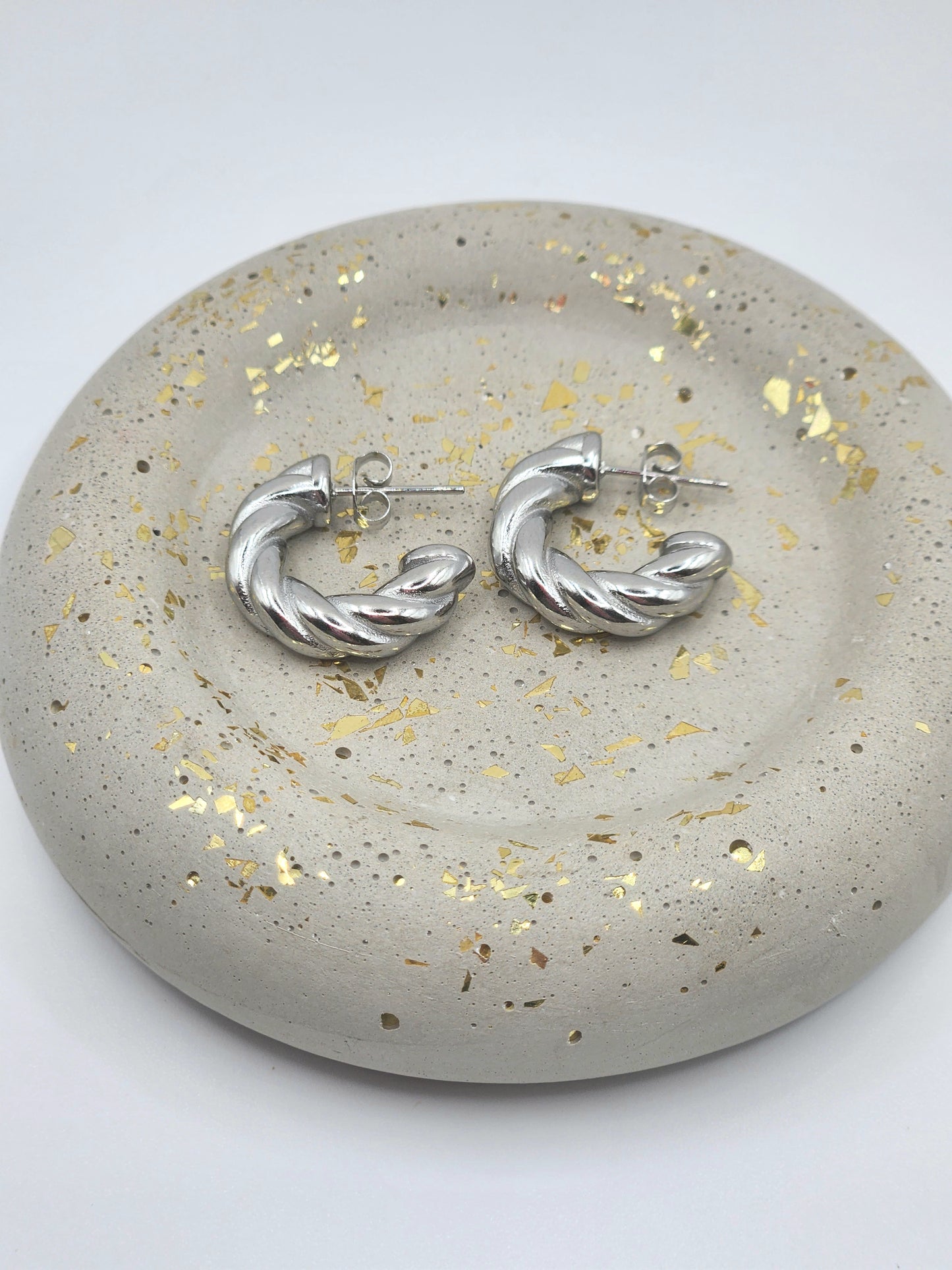 Braided stainless steel hoop earrings