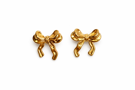 Gold | Silver Bow Stud Earrings | Waterproof Stainless Steel | Hypoallergenic Everyday Jewelry
