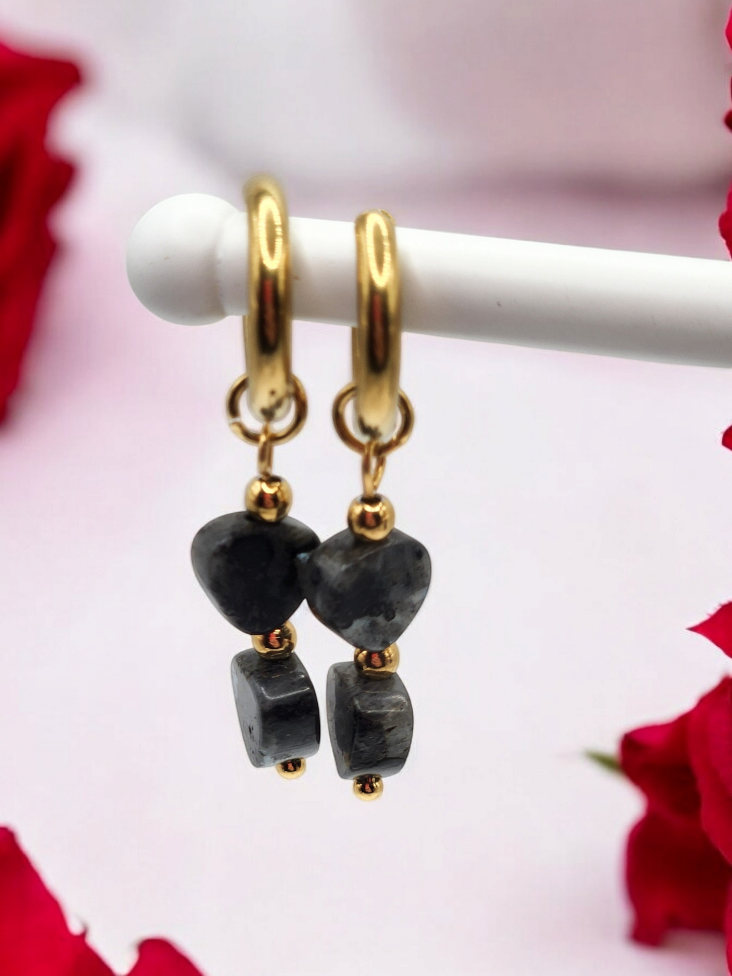 Double Heart Dangle Earrings