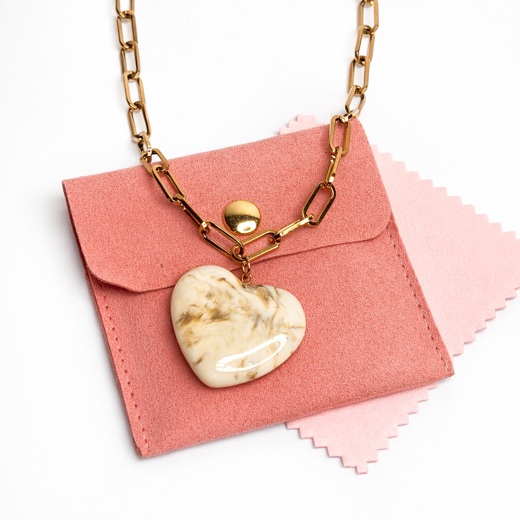 Heart Stone Necklace – Waterproof Gold Chain | Meaningful Everyday Jewelry (2 Color Options)