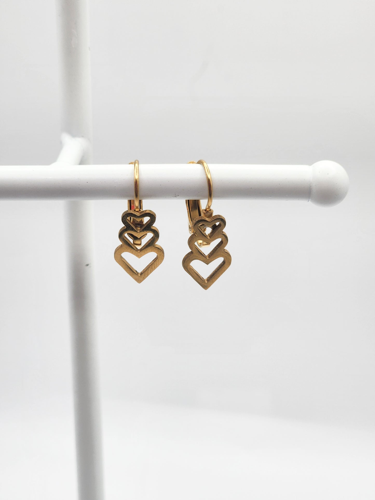 Triple Heart Stacked Earrings