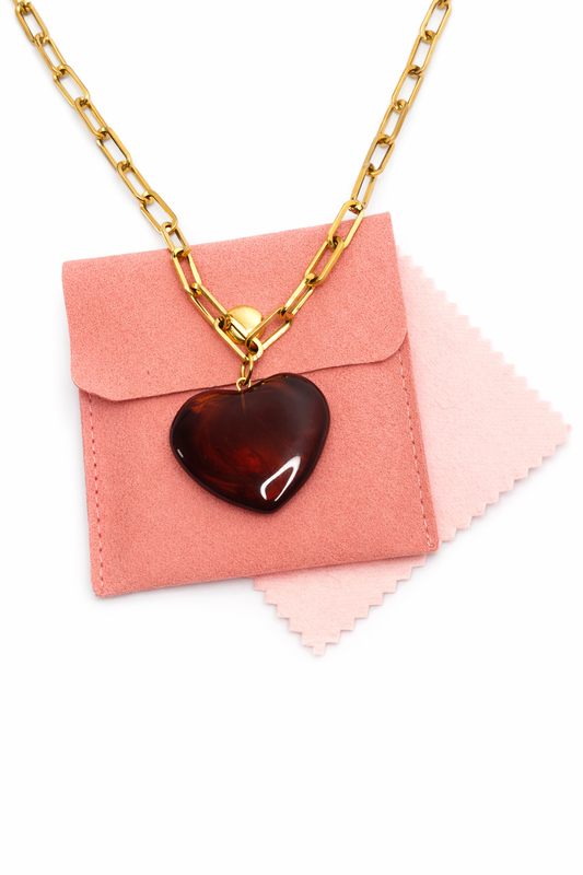 Heart Stone Necklace – Waterproof Gold Chain | Meaningful Everyday Jewelry (2 Color Options)