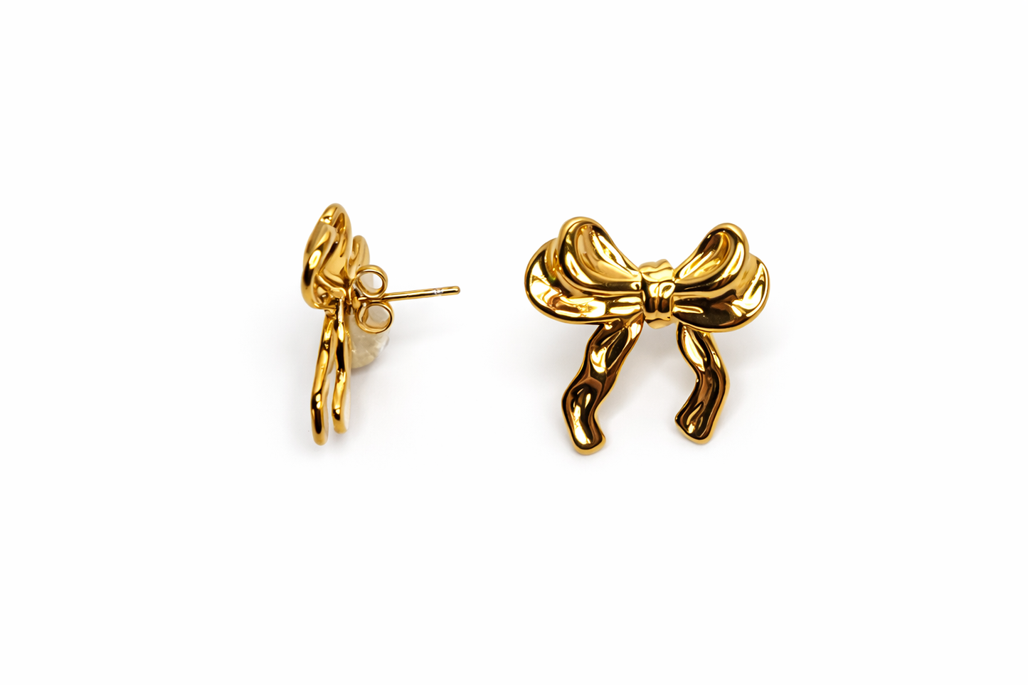 Gold | Silver Bow Stud Earrings | Waterproof Stainless Steel | Hypoallergenic Everyday Jewelry