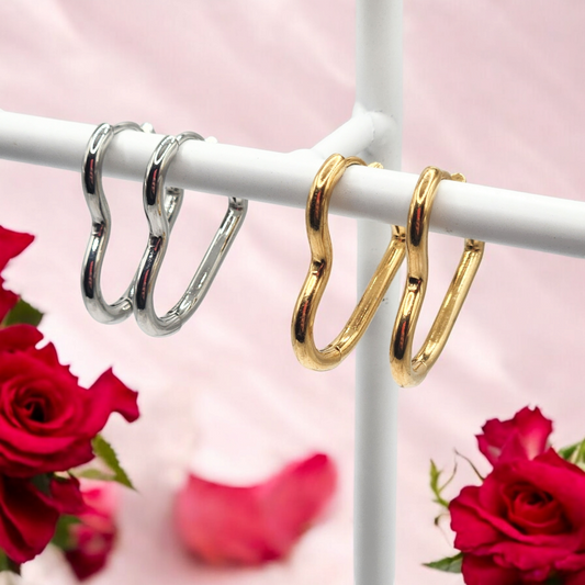 Heart-Shaped Hoop Earrings