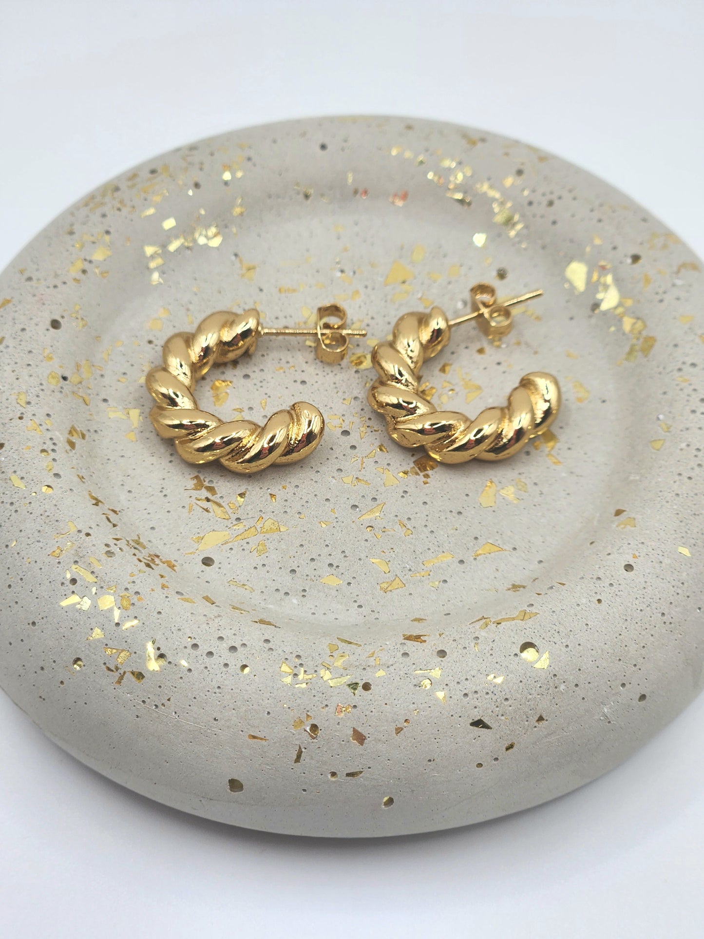 Braided stainless steel hoop earrings
