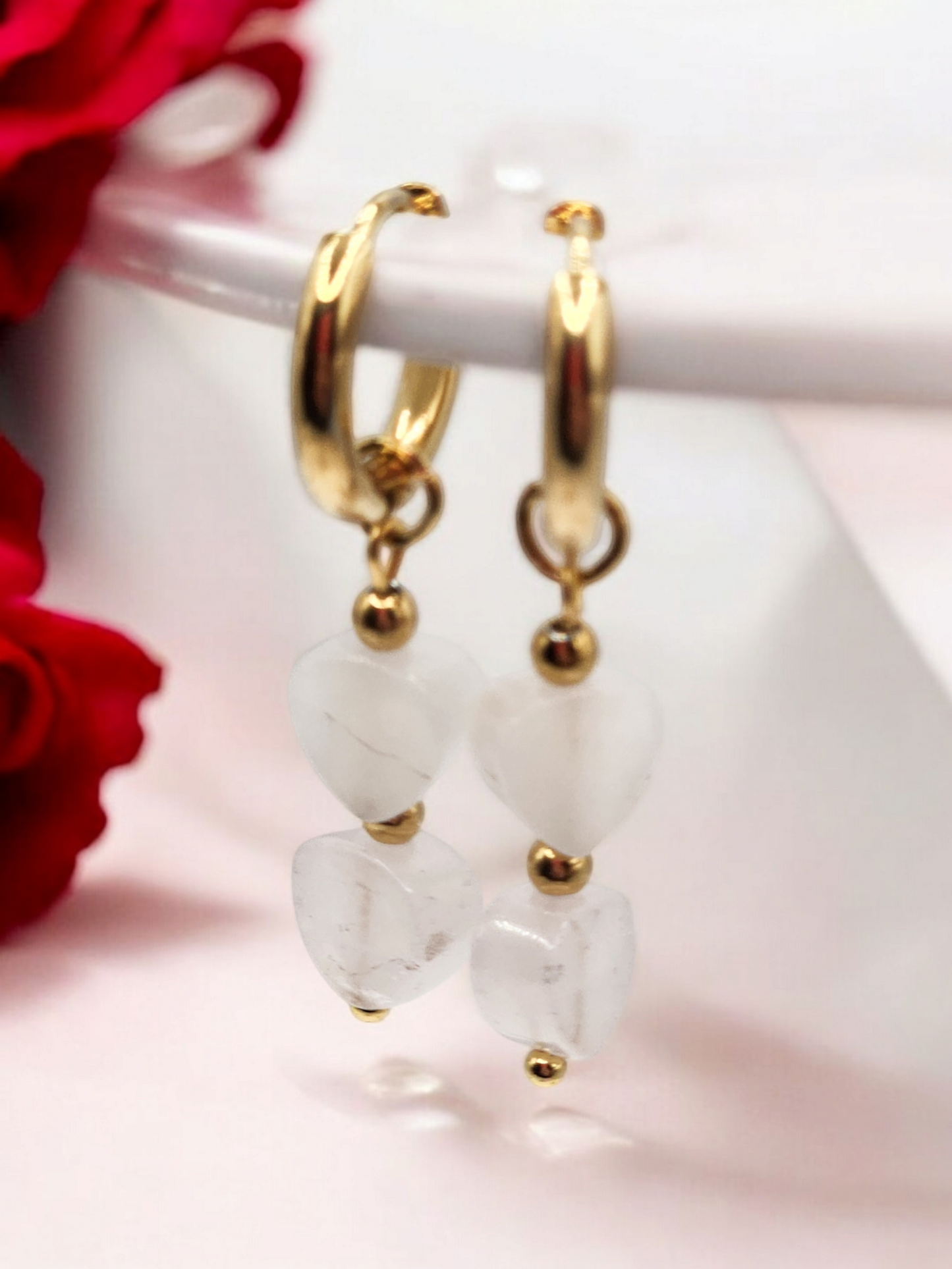 Double Heart Dangle Earrings